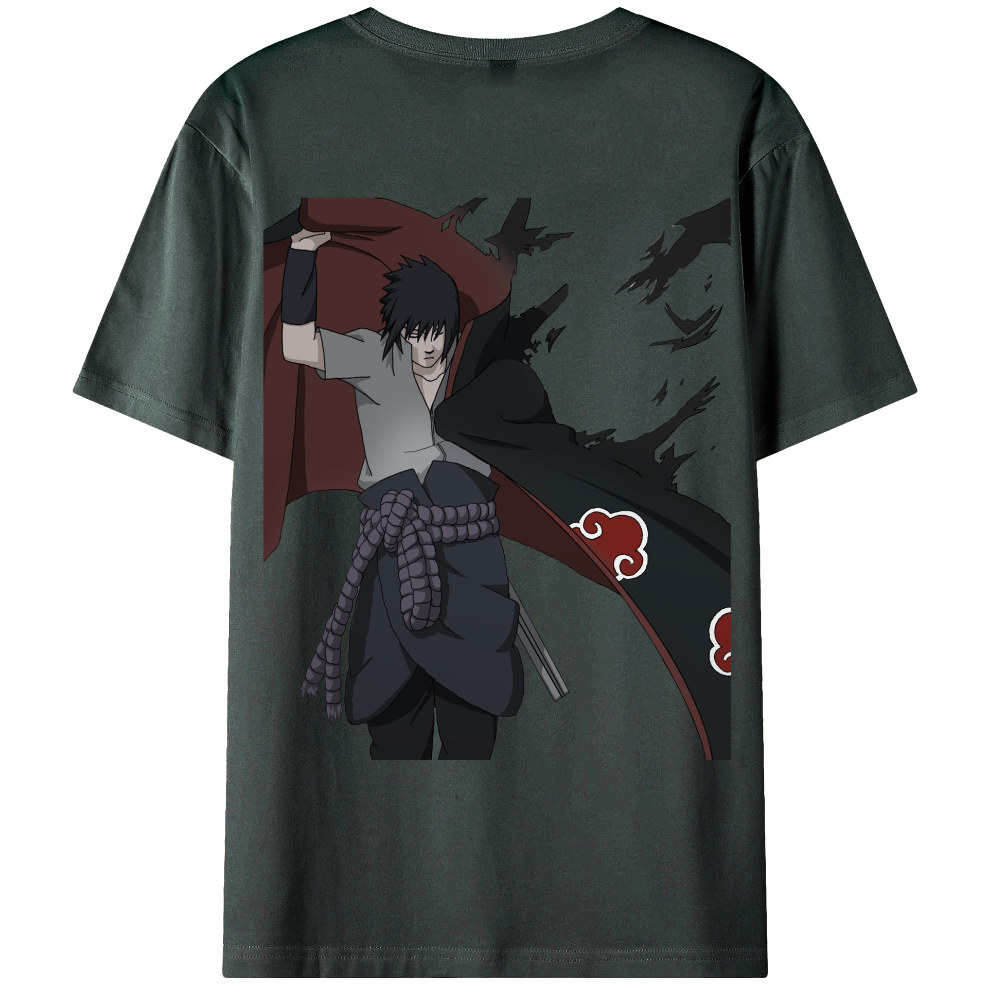 （画像用） NARUTO -ナルト- うちは サスケ Uchiha Sasuke 綿100％ メンズ半袖Tシャツ（バックプリント） 通気性